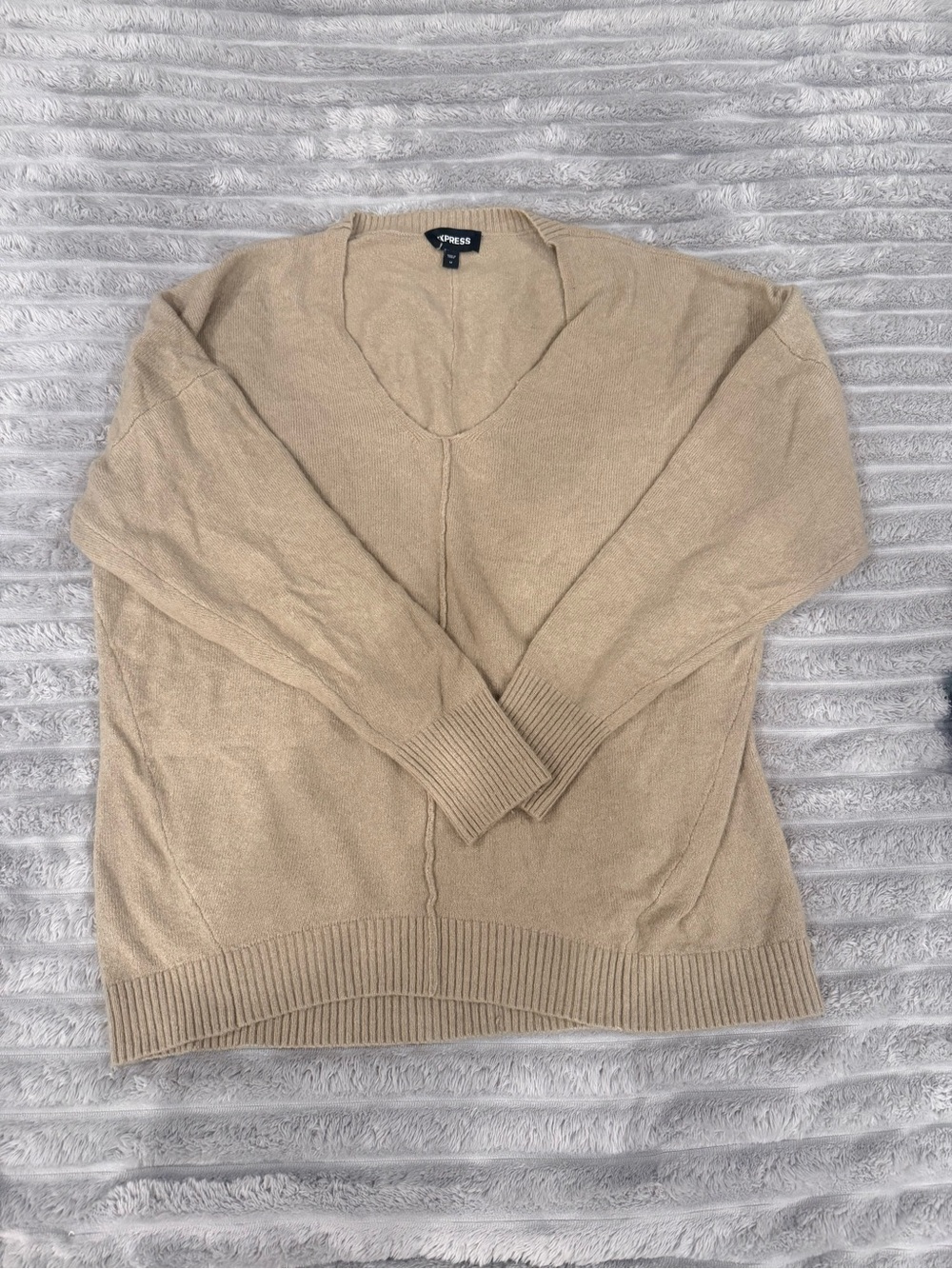 Express Women’s V-Neck Sweater in Beige